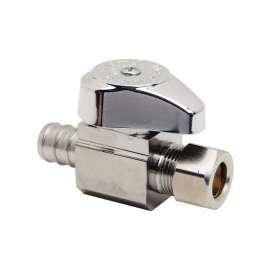 1/2in Crimp x 3/8in Comp Outlet 1/4-Turn Straight Stop