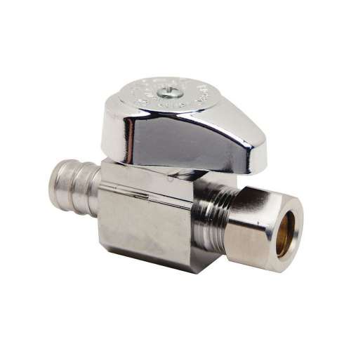 1/2in Crimp x 3/8in Comp Outlet 1/4-Turn Straight Stop