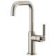 Bar Faucet with Square Spout and Knurled Handle in Stainless Finish