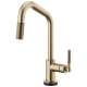 SmartTouch Pull-Down Faucet with Angled Spout and Knurled Handle in Luxe Gold Finish