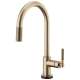 SmartTouch Pull-Down Faucet with Arc Spout and Knurled Handle in Luxe Gold Finish