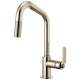 Pull-Down Faucet with Angled Spout and Industrial Handle in Polished Nickel Finish