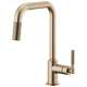 Pull-Down Faucet with Square Spout and Knurled Handle in Luxe Gold Finish