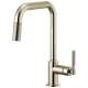 Pull-Down Faucet with Square Spout and Knurled Handle in Polished Nickel Finish