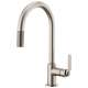 Pull-Down Faucet with Arc Spout and Industrial Handle in Stainless Finish