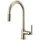 Pull-Down Faucet with Arc Spout and Knurled Handle in Polished Nickel Finish