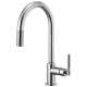 Pull-Down Faucet with Arc Spout and Knurled Handle in Chrome Finish