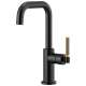 Bar Faucet with Square Spout and Knurled Handle in Matte Black/Luxe Gold Finish