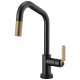 SmartTouch Pull-Down Faucet with Angled Spout and Industrial Handle in Matte Black/Luxe Gold Finish