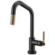 SmartTouch Pull-Down Faucet with Angled Spout and Knurled Handle in Matte Black/Luxe Gold Finish