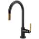 SmartTouch Pull-Down Faucet with Arc Spout and Industrial Handle in Matte Black/Luxe Gold Finish