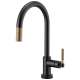 SmartTouch Pull-Down Faucet with Arc Spout and Knurled Handle in Matte Black/Luxe Gold Finish