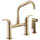 Bridge Faucet with Angled Spout and Industrial Handle in Luxe Gold Finish