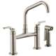 Bridge Faucet with Angled Spout and Industrial Handle in Stainless Finish