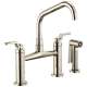 Bridge Faucet with Angled Spout and Industrial Handle in Polished Nickel Finish