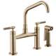 Bridge Faucet with Angled Spout and Knurled Handle in Luxe Gold Finish