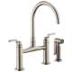 Bridge Faucet with Arc Spout and Industrial Handle in Stainless Finish