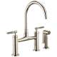 Bridge Faucet with Arc Spout and Knurled Handle in Polished Nickel Finish