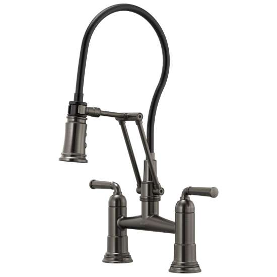 1.8 GPM Articulating Bridge Faucet in Luxe Steel Finish