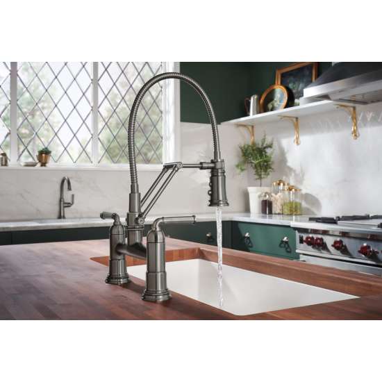 1.8 GPM Articulating Bridge Faucet in Stainless Finish