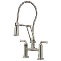 1.8 GPM Articulating Bridge Faucet with Finished Hose in Stainless Finish