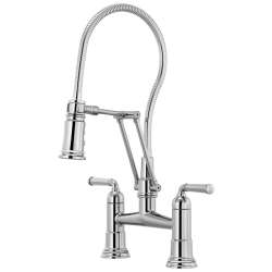 1.8 GPM Articulating Bridge Faucet with Finished Hose in Polished Chrome Finish