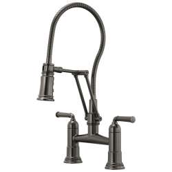 1.8 GPM Articulating Bridge Faucet with Finished Hose in Luxe Steel Finish