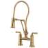 1.8 GPM Articulating Bridge Faucet with Finished Hose in Polished Gold Finish