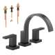 Roman Tub Trim Kit with Handles and Solar Gray Glass Accents in Matte Black
