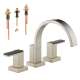 Roman Tub Trim Kit with Handles and Solar Gray Glass Accents in Brushed Nickel