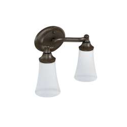 2 Light Bathroom Sconce with Frosted Shades in Oil Rubbed Bronze