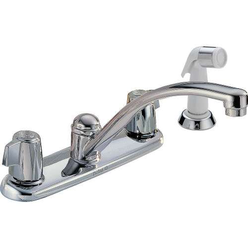 Classic 2400LF Two Handle Kitchen Faucet with Spray in Polished Chrome
