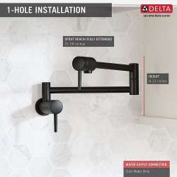1165LF-BL Other Contemporary Wall Mount Pot Filler in Matte Black Finish
