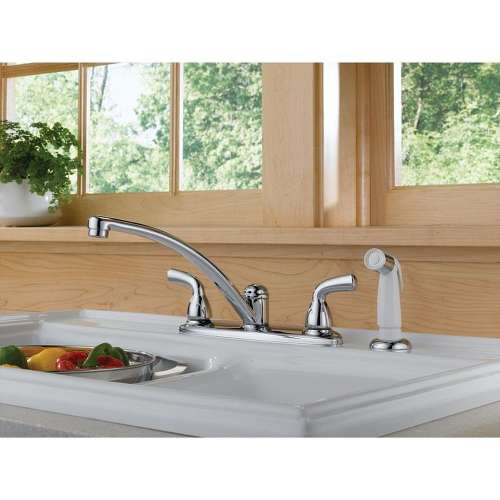Foundations B2410LF Two Handle Kitchen Faucet With Spray in Polished Chrome