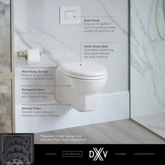 Belshire® Wall-Hung Elongated Toilet Bowl with Seat, D23050A000.415, D23050A000.415