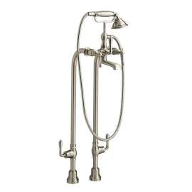 Transitional Floor Mount Bathtub Filler with Hand Shower and Lever Handles, D3510295C.144, D3510295C.144