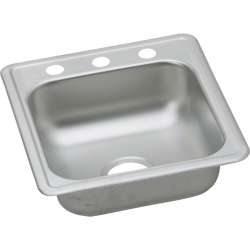 Classic D117192 Stainless Steel Single Bowl Top Mount Bar Sink with 2 Faucet Holes in Satin