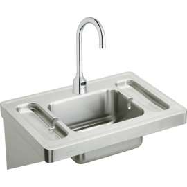 ESLV2820SACC Commercial Surgeons Lavatory Sink Package with Single Faucet Hole in Buffed Satin
