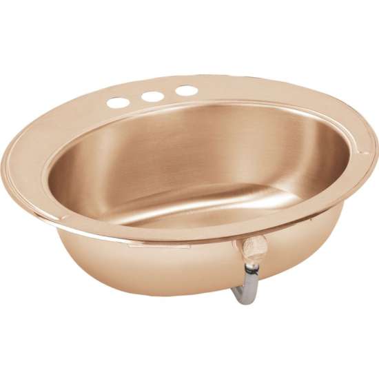 Asana CuVerro LLVR19162-CU Antimicrobial Copper Single Bowl Top Mount Sink with CS3 Faucet Holes in Lustrous Highlighted Satin