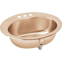 Antimicrobial Copper Single Bowl Top Mount Sink with CS3 Faucet Holes in Lustrous Highlighted Satin