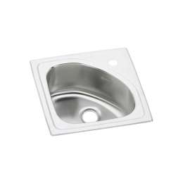 Lustertone Classic Stainless Steel 15" X 15" X 6-1/2" 1-Hole Single Bowl Drop-In Bar Sink, BLGR15151