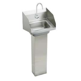 Stainless Steel 16-3/4" X 15-1/2" X 13" Single Bowl Wall Hung Handwash Sink Kit, CHSP1716LRSSACTMC