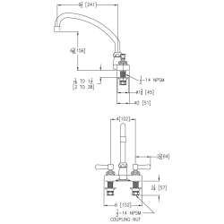 4" Centerset With Exposed Deck Faucet With 10" Arc Tube Spout 2" Lever Handles, LK406AT10L2