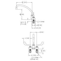 4" Centerset With Exposed Deck Faucet With 10" Arc Tube Spout 4" Wristblade Handles, LK406AT10T4