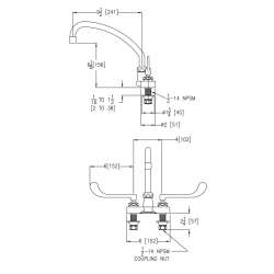 4" Centerset With Exposed Deck Faucet With 10" Arc Tube Spout 6" Wristblade Handles, LK406AT10T6