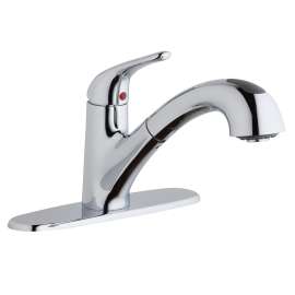 Everyday Single Hole Deck Mount Kitchen Faucet With Pull-Out Spray Lever Handle + Optional Escutcheon Chrome, LK5000CR