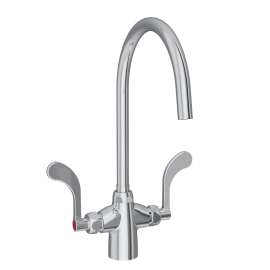 Single Hole With Concealed Deck Laminar Flow Faucet With 8" Gooseneck Spout 4" Wristblade Handles Chrome, LK500LGN08T4