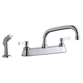 8" Centerset With Exposed Deck Faucet With 8" Arc Tube Spout 2" Lever Handles Plus Side Spray Chrome, LK811AT08L2