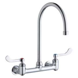 Scrub/Handwash 8" Centerset Wall Mount Faucet W/8" Gooseneck Spout 4" Wristblade Handles 1/2" Offset Inlet, LK940GN08T4H