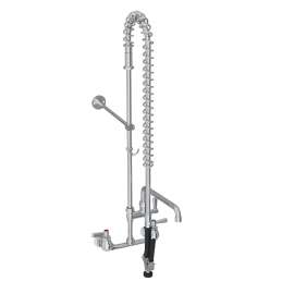 8" Centerset Wall Mount Faucet 44" Flexible Hose With 1.2 Gpm Spray Head + 12" Arc Tube Spout 2" Lever Handles, LK943AF12LC